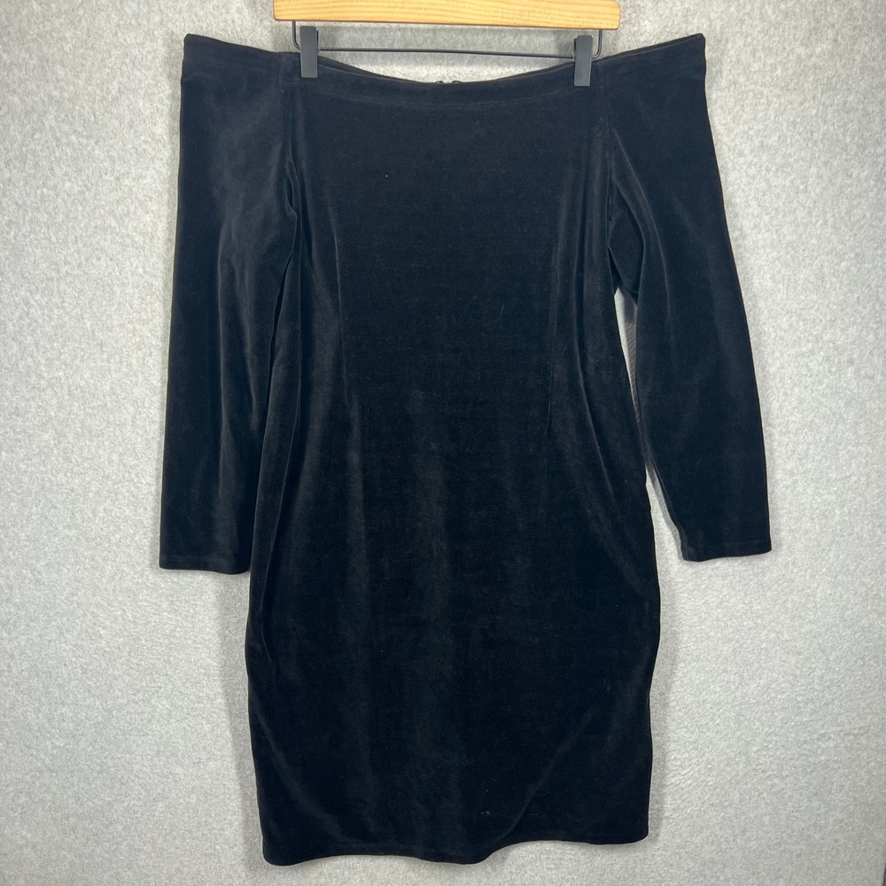 J.Crew Dress Womens 20 Black Velvet Off Shoulder Mario Bellucci BD479 NWT